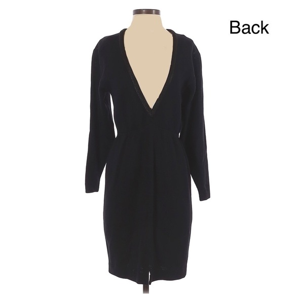 St. John by Marie Gray Dress Size 4 Vintage 70s Plunging Back Santana Knit Black - Picture 1 of 6